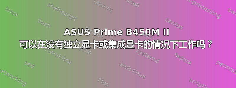 ASUS Prime B450M II 可以在没有独立显卡或集成显卡的情况下工作吗？