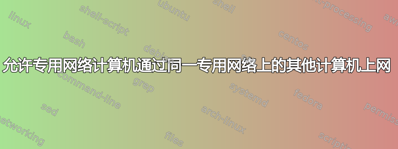 允许专用网络计算机通过同一专用网络上的其他计算机上网