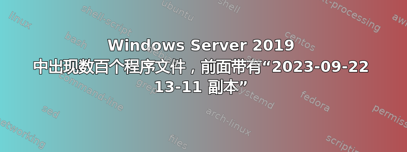 Windows Server 2019 中出现数百个程序文件，前面带有“2023-09-22 13-11 副本”