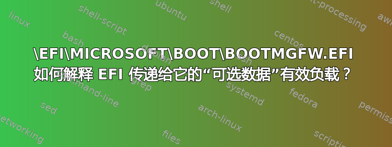 \EFI\MICROSOFT\BOOT\BOOTMGFW.EFI 如何解释 EFI 传递给它的“可选数据”有效负载？