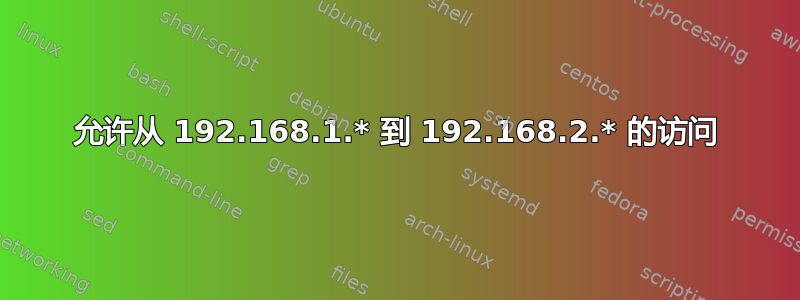 允许从 192.168.1.* 到 192.168.2.* 的访问