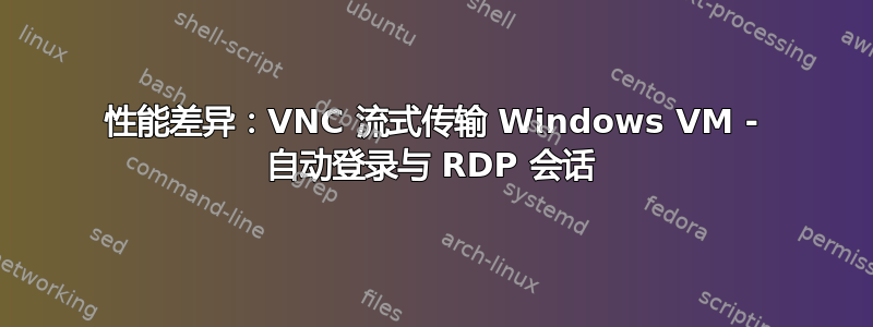 性能差异：VNC 流式传输 Windows VM - 自动登录与 RDP 会话