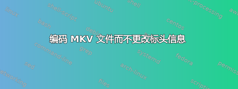 编码 MKV 文件而不更改标头信息