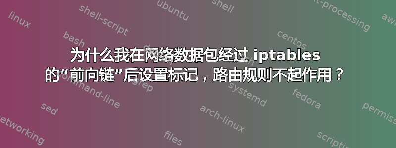 为什么我在网络数据包经过 iptables 的“前向链”后设置标记，路由规则不起作用？