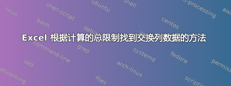 Excel 根据计算的总限制找到交换列数据的方法