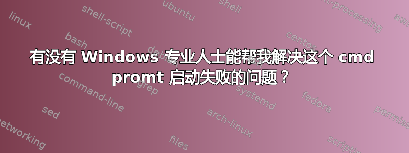 有没有 Windows 专业人士能帮我解决这个 cmd promt 启动失败的问题？