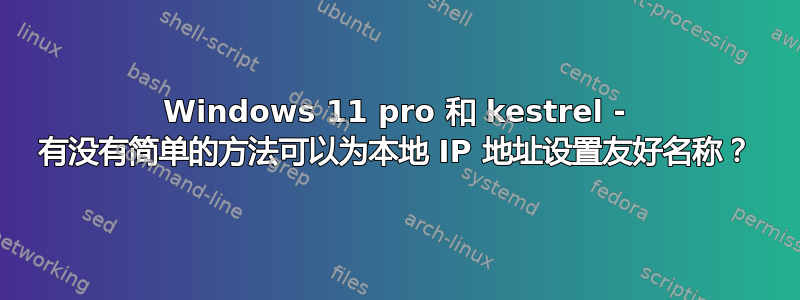 Windows 11 pro 和 kestrel - 有没有简单的方法可以为本地 IP 地址设置友好名称？