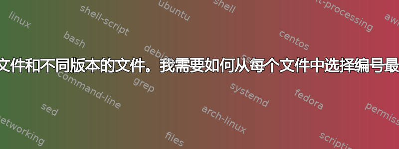 我有多个文件和不同版本的文件。我需要如何从每个文件中选择编号最高的版本