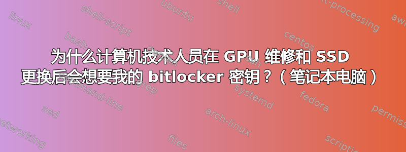 为什么计算机技术人员在 GPU 维修和 SSD 更换后会想要我的 bitlocker 密钥？（笔记本电脑）