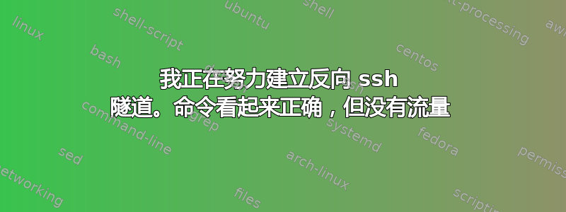 我正在努力建立反向 ssh 隧道。命令看起来正确，但没有流量