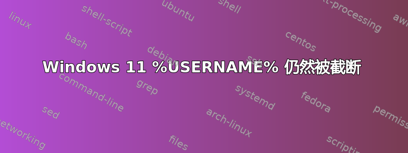 Windows 11 %USERNAME% 仍然被截断