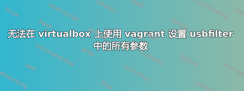 无法在 virtualbox 上使用 vagrant 设置 usbfilter 中的所有参数