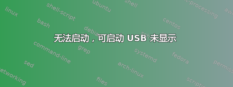 无法启动，可启动 USB 未显示