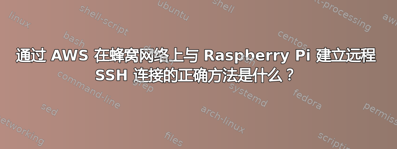 通过 AWS 在蜂窝网络上与 Raspberry Pi 建立远程 SSH 连接的正确方法是什么？