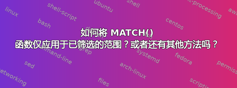 如何将 MATCH() 函数仅应用于已筛选的范围？或者还有其他方法吗？