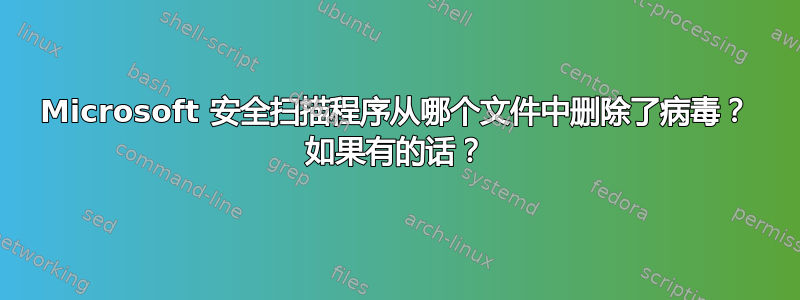 Microsoft 安全扫描程序从哪个文件中删除了病毒？ 如果有的话？