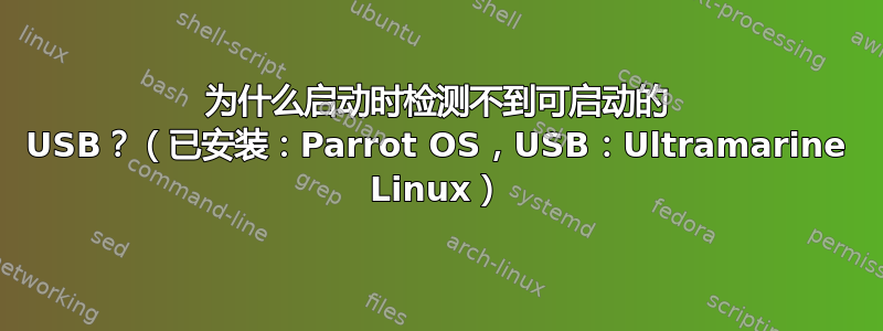 为什么启动时检测不到可启动的 USB？（已安装：Parrot OS，USB：Ultramarine Linux）