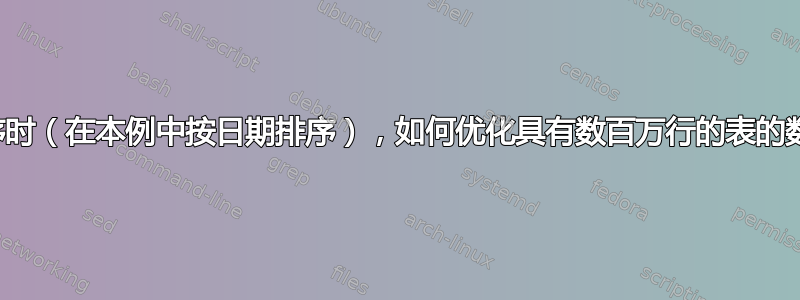 当信息排序时（在本例中按日期排序），如何优化具有数百万行的表的数据库查询