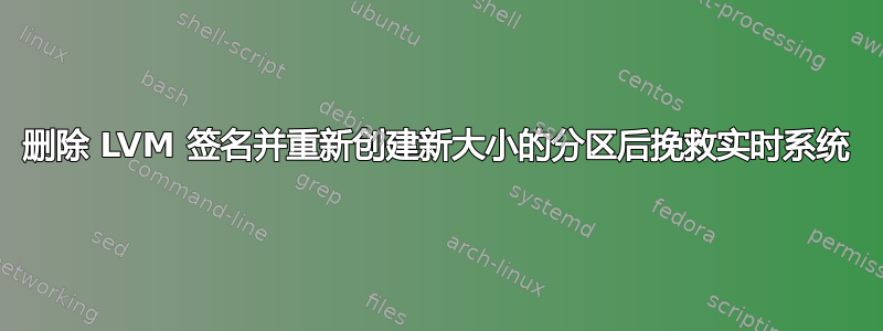 删除 LVM 签名并重新创建新大小的分区后挽救实时系统