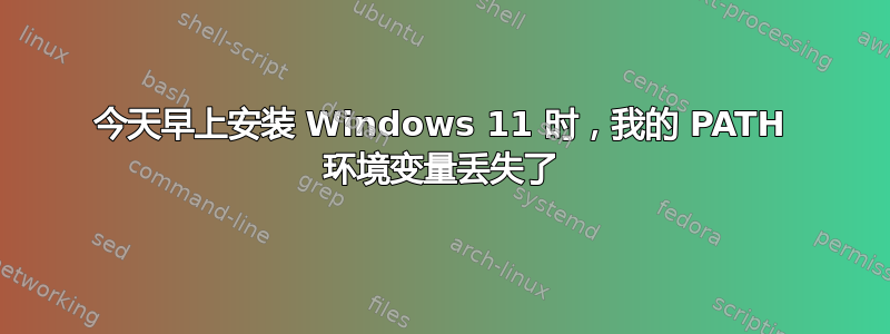 今天早上安装 Windows 11 时，我的 PATH 环境变量丢失了