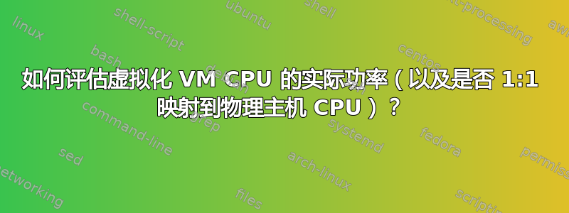 如何评估虚拟化 VM CPU 的实际功率（以及是否 1:1 映射到物理主机 CPU）？