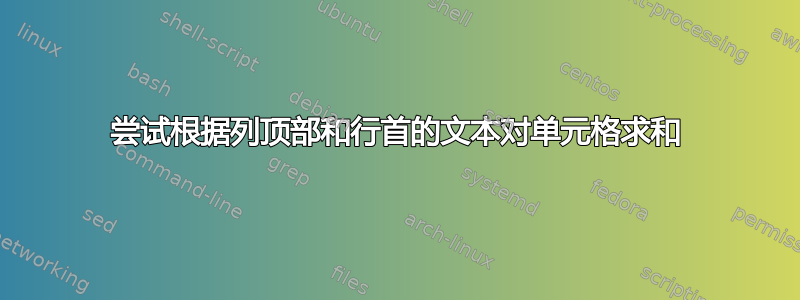 尝试根据列顶部和行首的文本对单元格求和