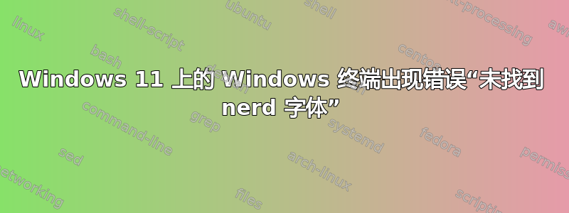 Windows 11 上的 Windows 终端出现错误“未找到 nerd 字体”