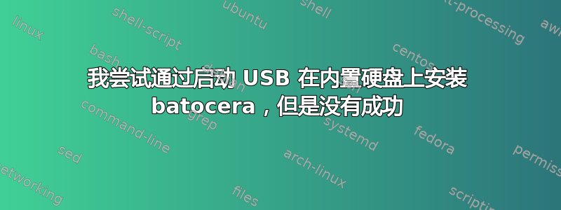 我尝试通过启动 USB 在内置硬盘上安装 batocera，但是没有成功