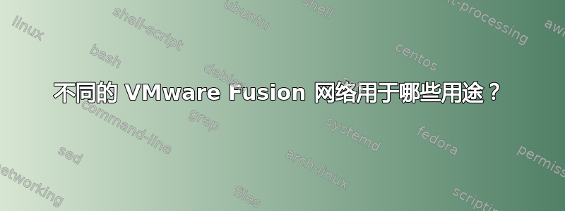 不同的 VMware Fusion 网络用于哪些用途？