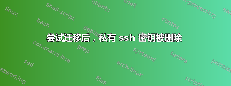 尝试迁移后，私有 ssh 密钥被删除