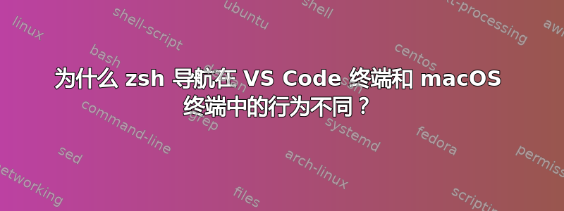 为什么 zsh 导航在 VS Code 终端和 macOS 终端中的行为不同？