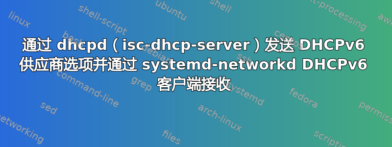 通过 dhcpd（isc-dhcp-server）发送 DHCPv6 供应商选项并通过 systemd-networkd DHCPv6 客户端接收