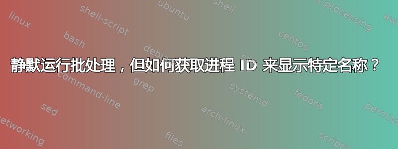 静默运行批处理，但如何获取进程 ID 来显示特定名称？