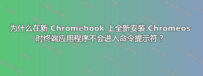 为什么在新 Chromebook 上全新安装 Chromeos 时终端应用程序不会进入命令提示符？