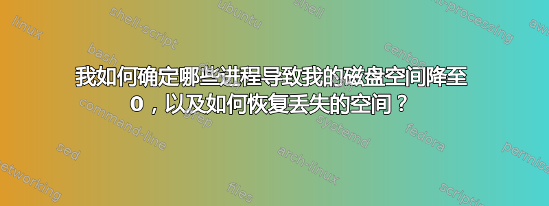 我如何确定哪些进程导致我的磁盘空间降至 0，以及如何恢复丢失的空间？