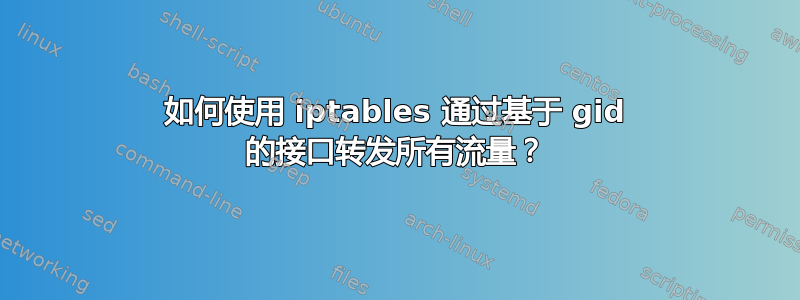 如何使用 iptables 通过基于 gid 的接口转发所有流量？