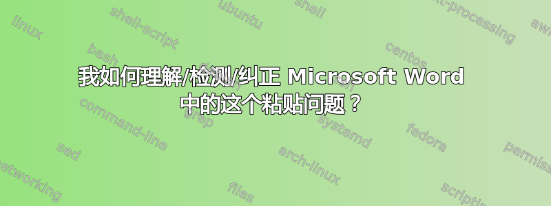 我如何理解/检测/纠正 Microsoft Word 中的这个粘贴问题？