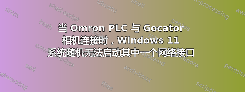 当 Omron PLC 与 Gocator 相机连接时，Windows 11 系统随机无法启动其中一个网络接口