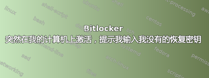 Bitlocker 突然在我的计算机上激活，提示我输入我没有的恢复密钥