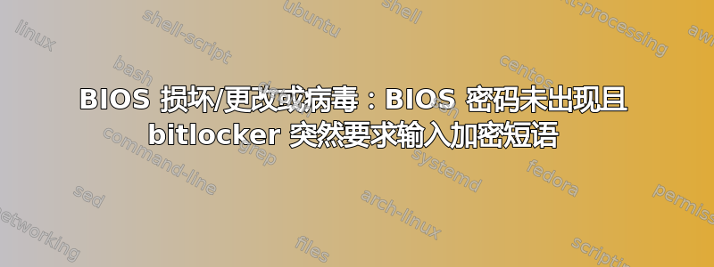 BIOS 损坏/更改或病毒：BIOS 密码未出现且 bitlocker 突然要求输入加密短语