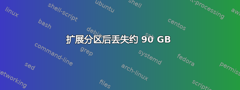 扩展分区后丢失约 90 GB