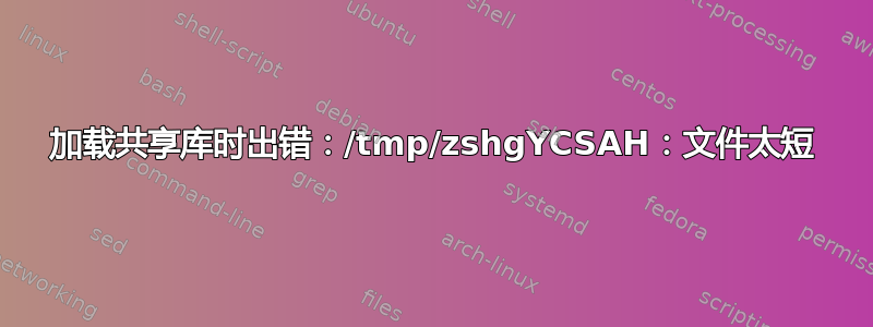 加载共享库时出错：/tmp/zshgYCSAH：文件太短