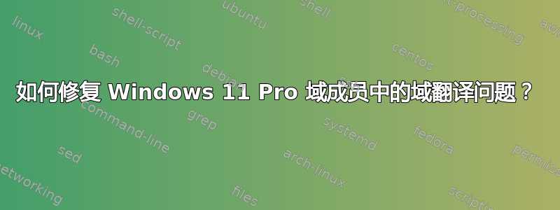 如何修复 Windows 11 Pro 域成员中的域翻译问题？