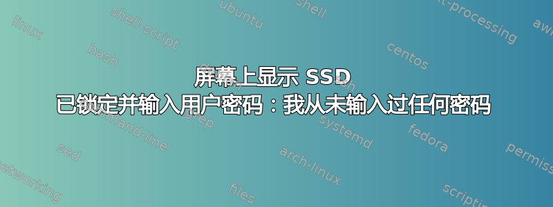 屏幕上显示 SSD 已锁定并输入用户密码：我从未输入过任何密码