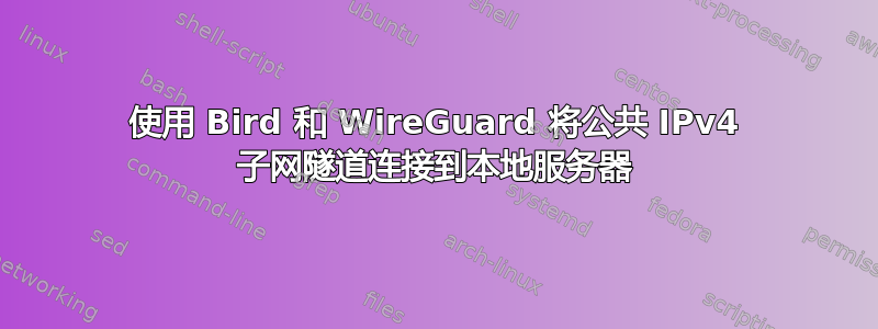 使用 Bird 和 WireGuard 将公共 IPv4 子网隧道连接到本地服务器