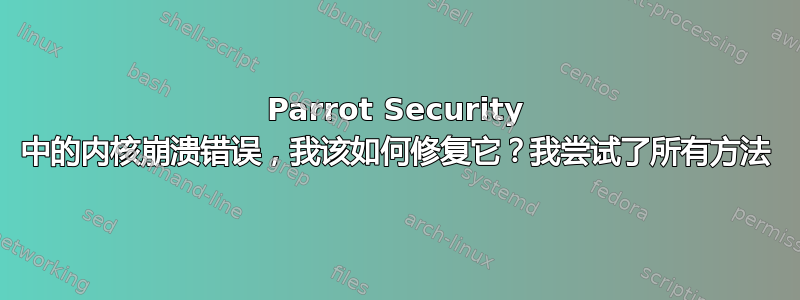 Parrot Security 中的内核崩溃错误，我该如何修复它？我尝试了所有方法