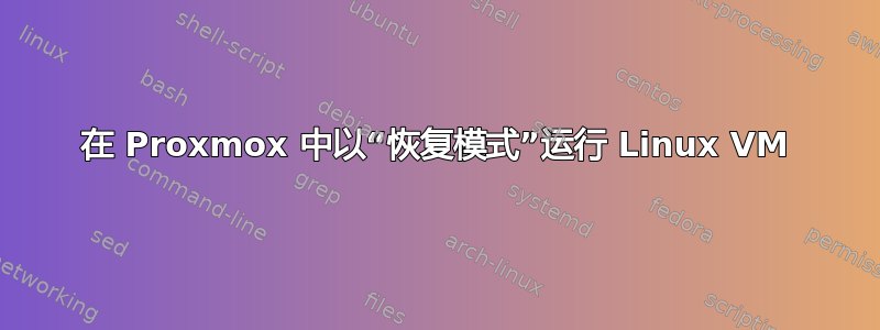 在 Proxmox 中以“恢复模式”运行 Linux VM