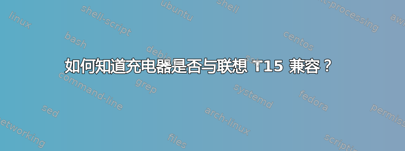 如何知道充电器是否与联想 T15 兼容？