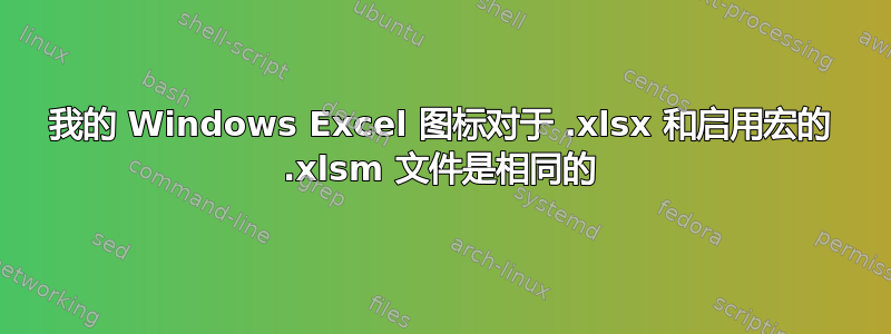 我的 Windows Excel 图标对于 .xlsx 和启用宏的 .xlsm 文件是相同的