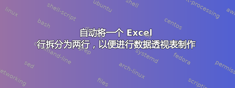 自动将一个 Excel 行拆分为两行，以便进行数据透视表制作